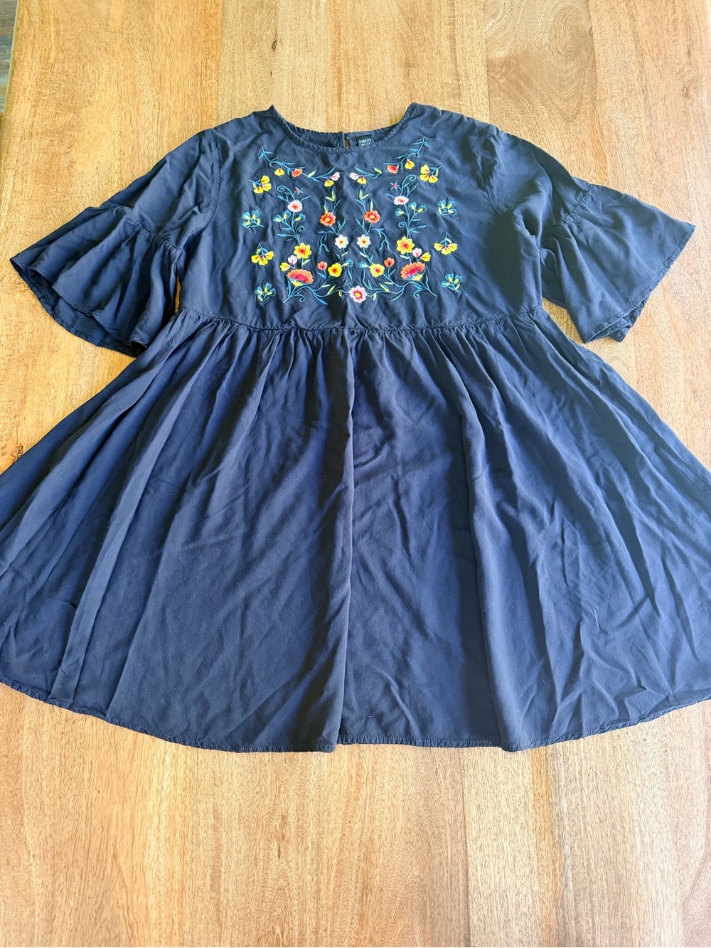 Women's Black Mini Dress with Embroidery